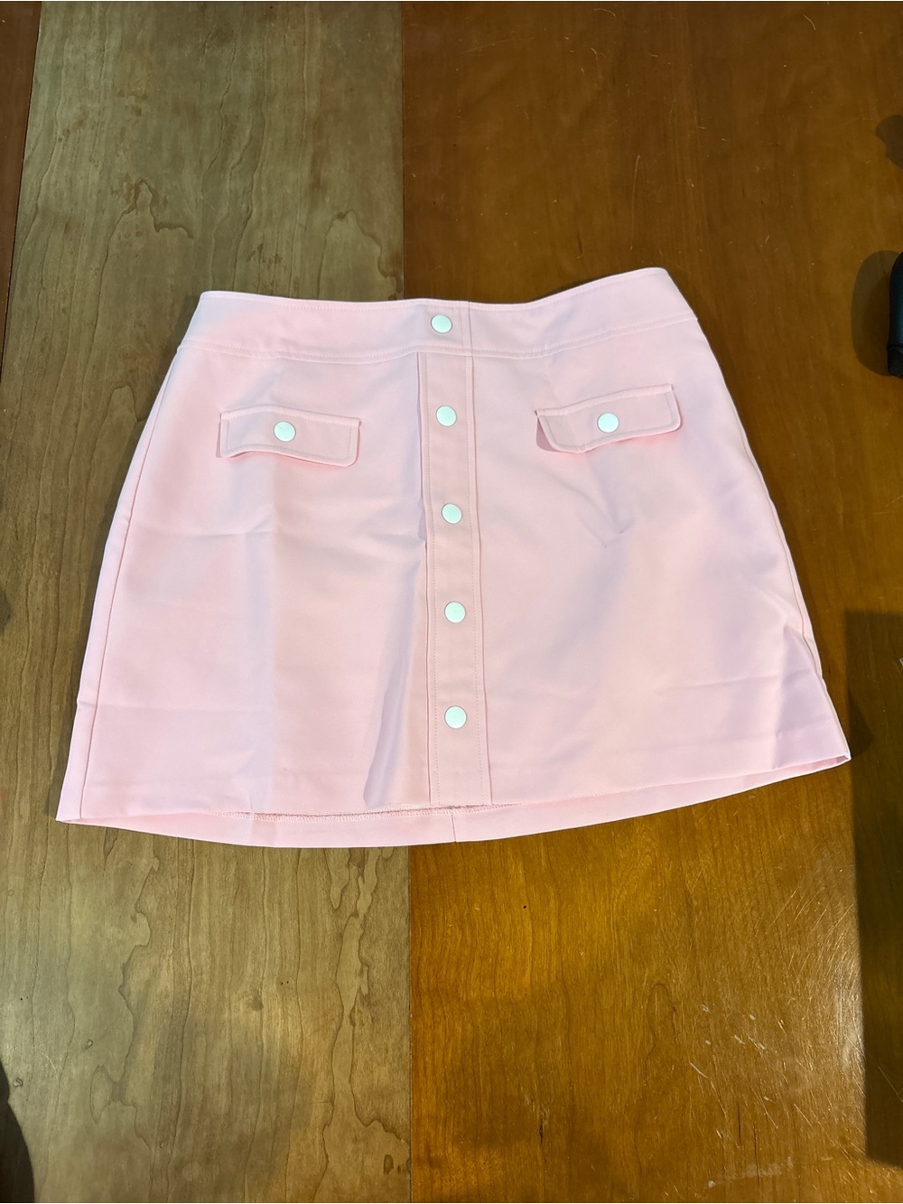 Amanda Uprichard Pink Harley Skirt with White Buttons